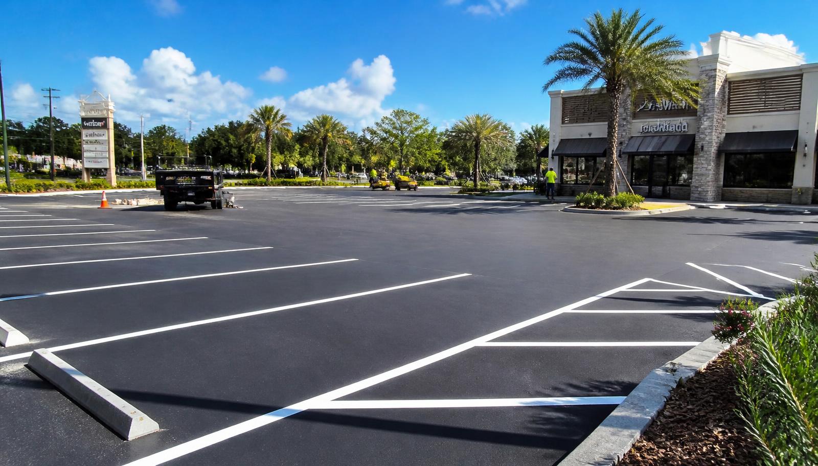Freshly paved asphalt surface by South Florida Paving Inc. in Plantation, FL